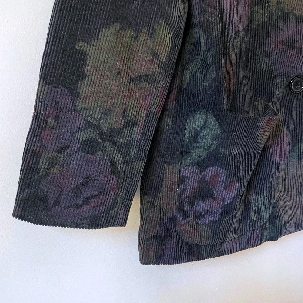 Vintage Corduroy Blazer Sz Small Whimsigoth Moody Floral Dark Academia Cottage